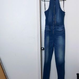 GUESS  Distressed Denim Jumpsuit/ Bodycon/ Sexy/ Sz 10/ NWOT